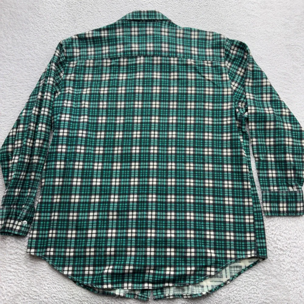Dickies Mens XL Green Plaid Flannel Button Down Shirt Cotton Rayon Made Poland